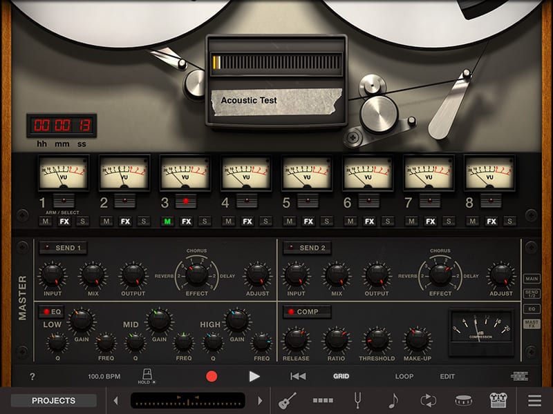 AmpliTube Acoustic 8-track recorder