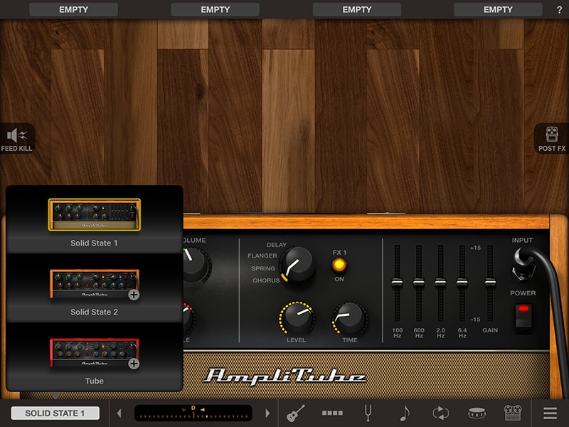 AmpliTube Acoustic amplifier options