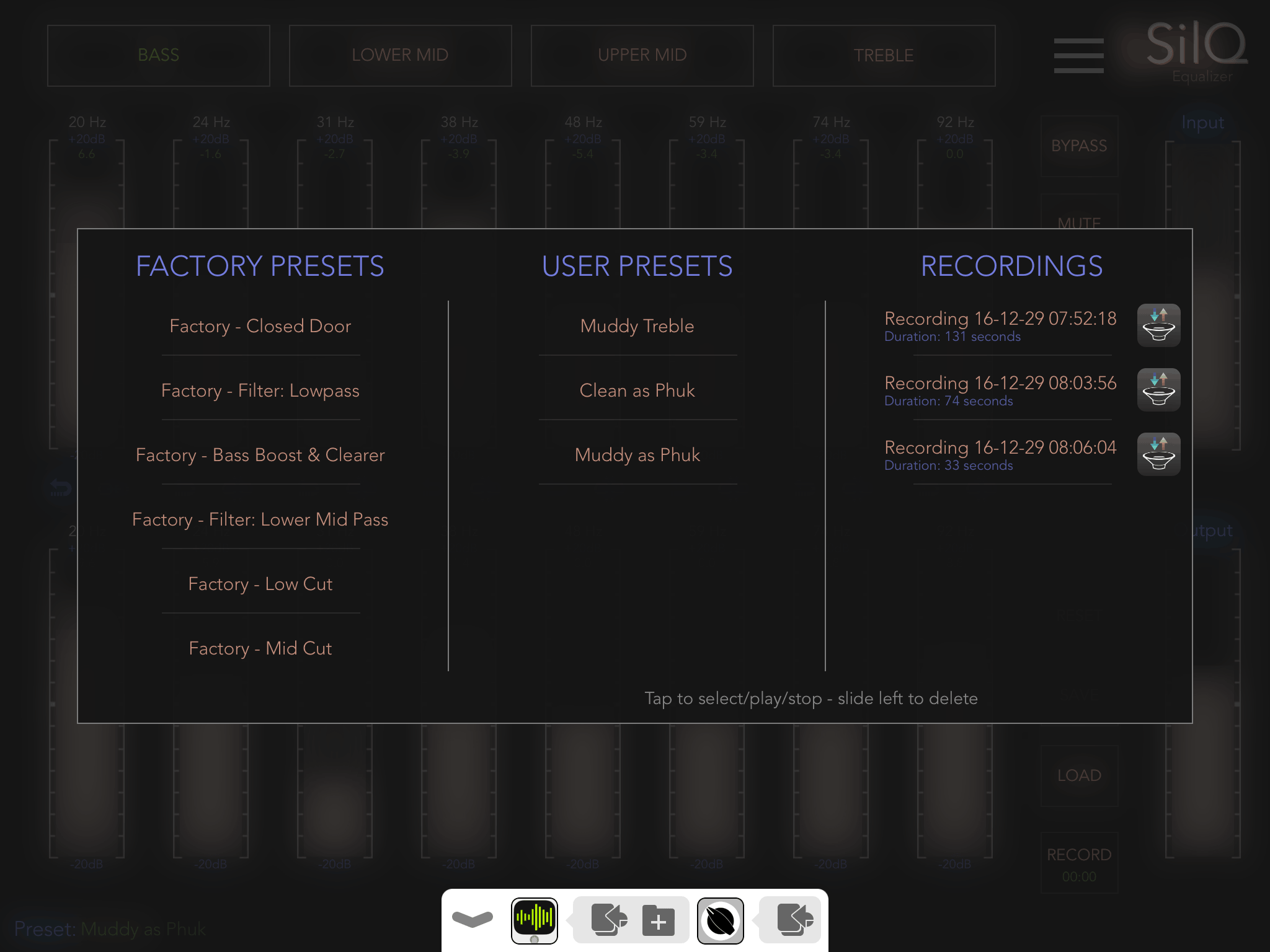 SilQ presets and recordings